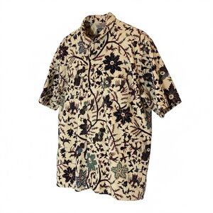 Vintage Ralph Lauren Jeans Co. Floral Bird Button Up Short Sleeve Shirt Men's M